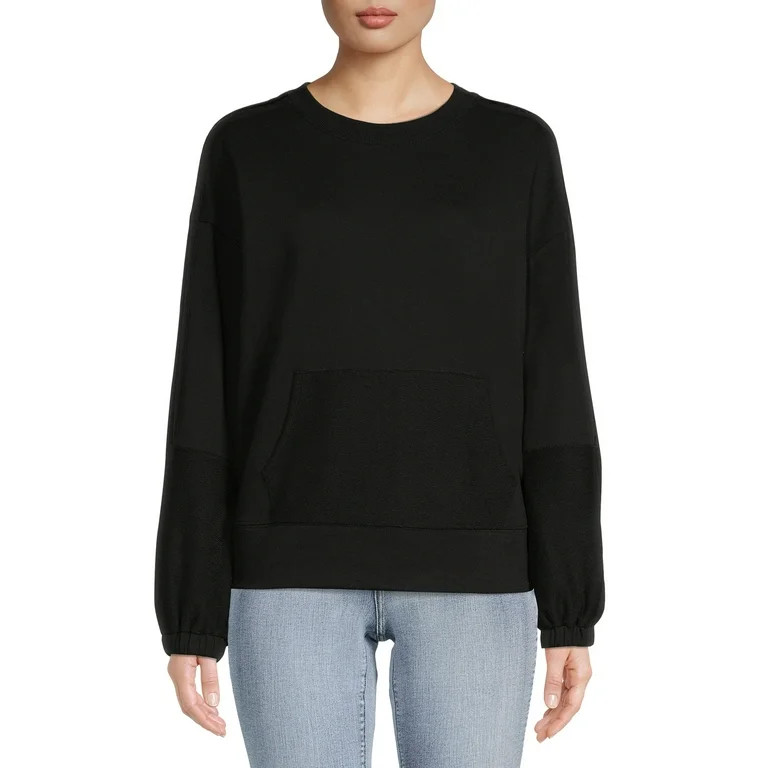 Time and Tru Women's Terry Trim Sweatshirt - Walmart.com | Walmart (US)