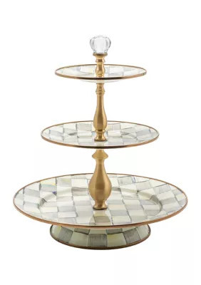 Mackenzie-Childs Sterling Check Enamel 3 Tier Sweet Stand | Belk