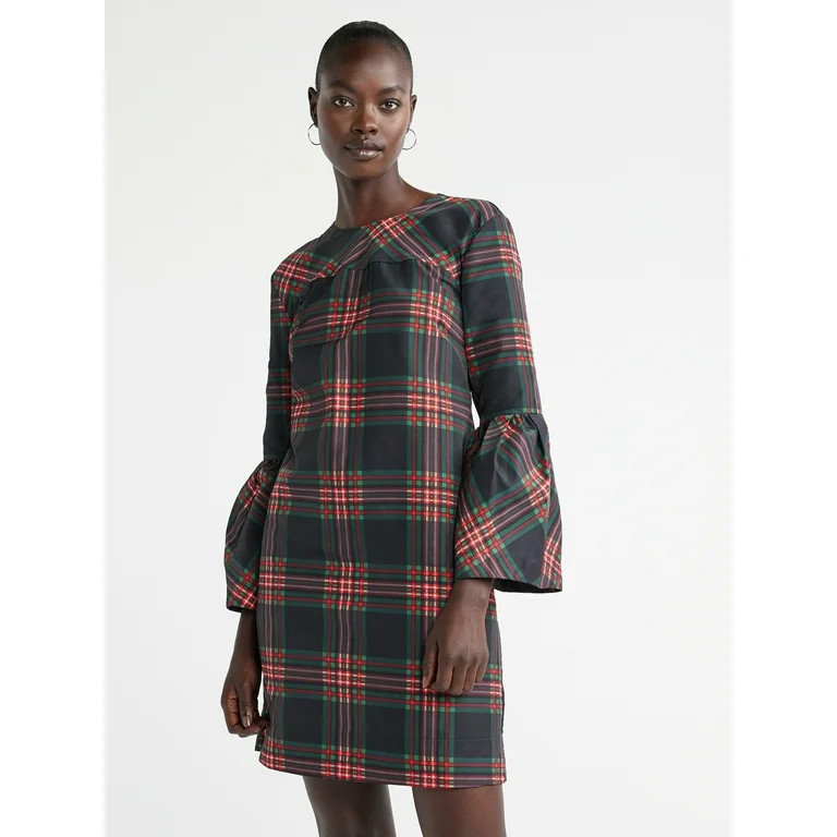 Free Assembly Women's Bell-Sleeve Mini Shift Dress, Sizes XS-XXXL | Walmart (US)