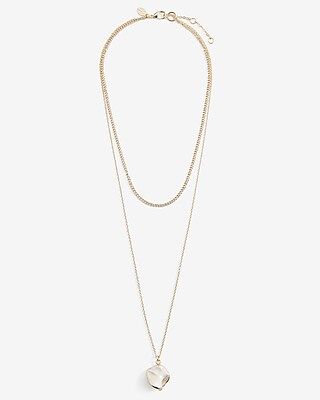 2 Row Curb Chain Pearl Pendant Necklace | Express