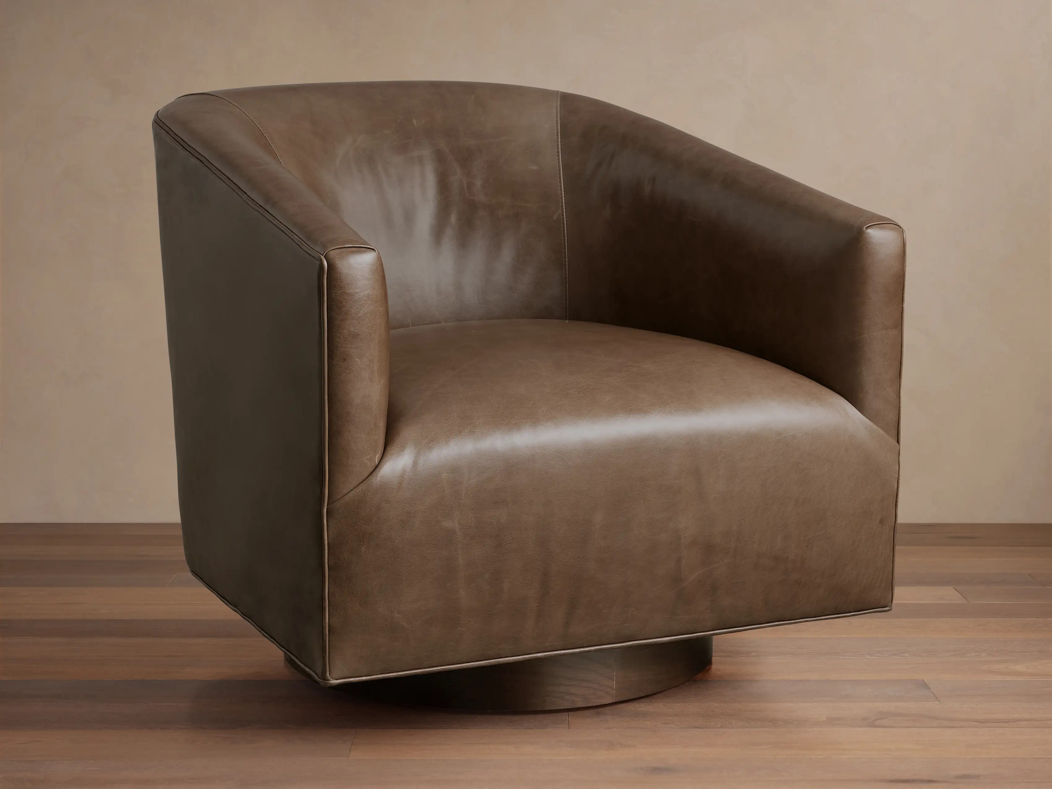 Ellison Leather Plinth Swivel Chair | Arhaus