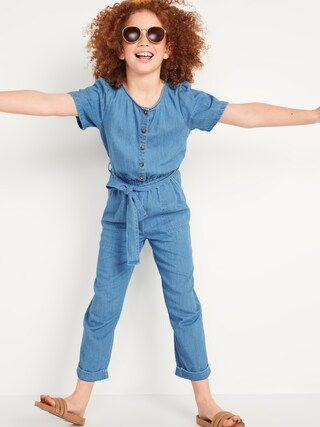 Short-Sleeve Utility Jean Jumpsuit for Girls | Old Navy (US)