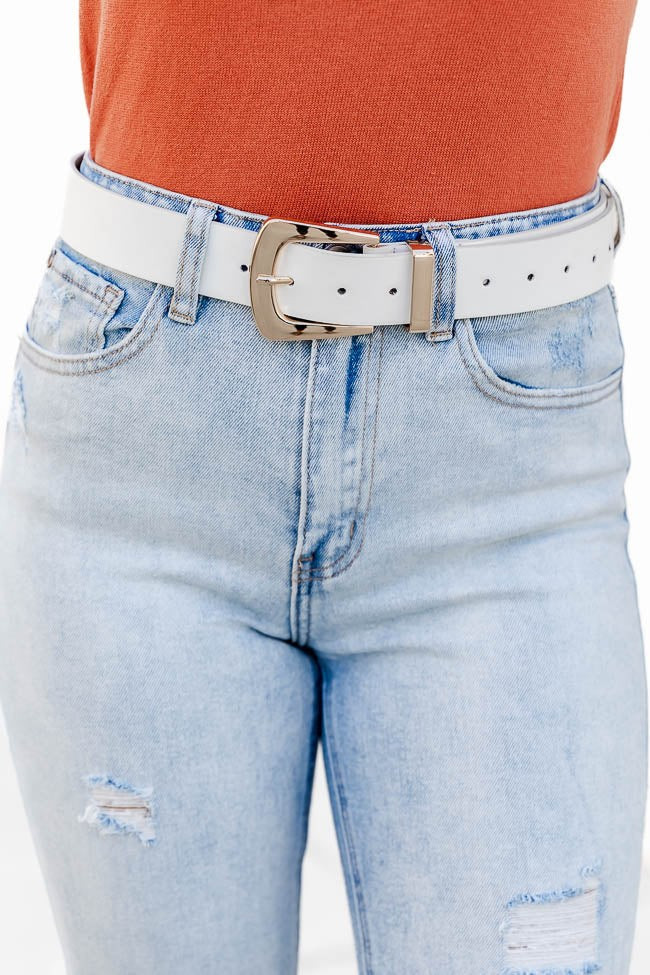 Ready For The Rodeo White Leather Belt | Pink Lily