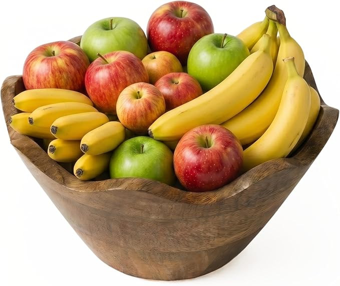 Amazon.com: Mela Artisans 8-Inch Scalloped Mango Wood Bowl, Handcrafted Wooden Salad Bowl, Decora... | Amazon (US)
