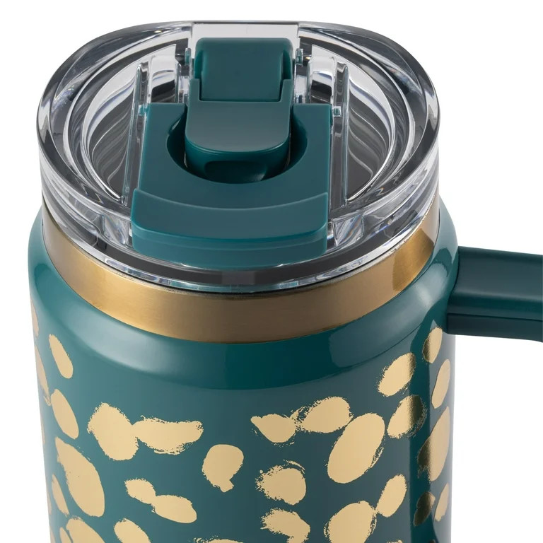 Thyme & Table 32oz Tumbler with Handle, Dual Straw Lid, Stainless Steel Double Wall Insulated, Te... | Walmart (US)