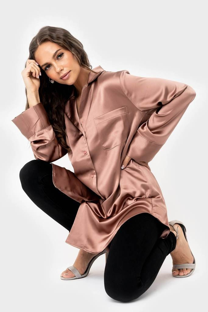 GIGI Luxe Lounge Button Up Silky Sleep Dress | Gibson