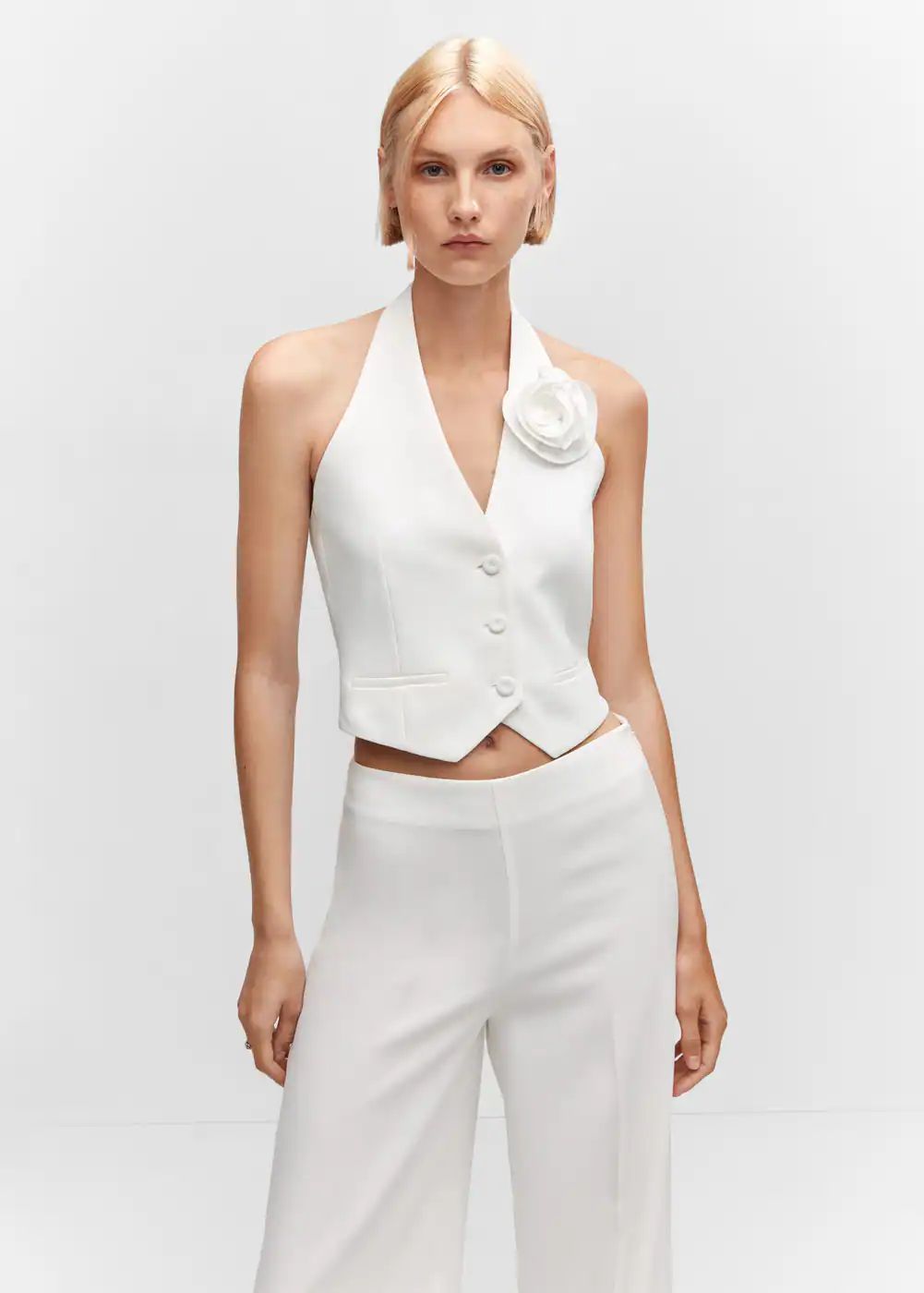 Vest with floral appliqué  -  Women | Mango USA | MANGO (US)