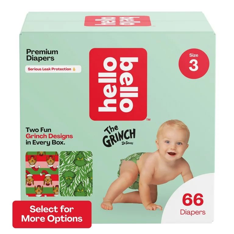 Hello Bello x Dr. Seuss Premium Baby Diapers, The Grinch, Size 3, Club Box 66 Count (Select for M... | Walmart (US)
