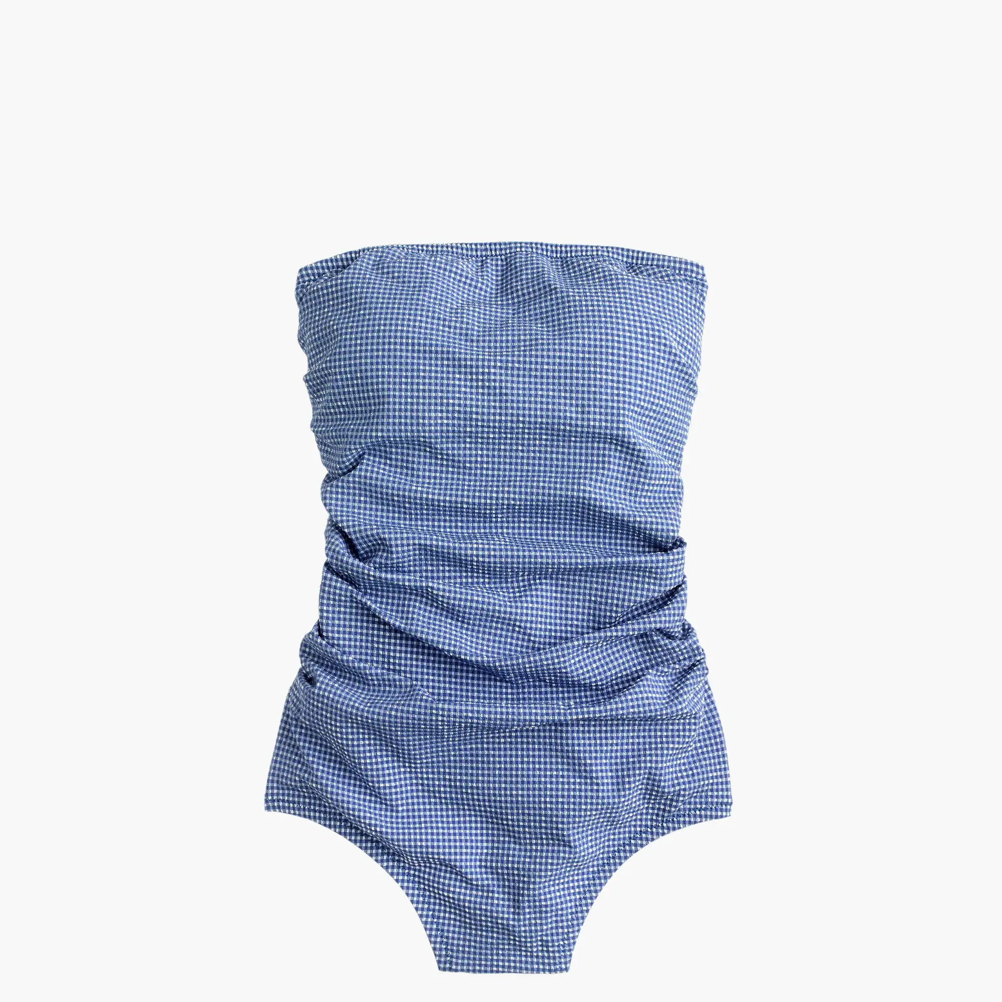 Ruched bandeau one-piece swimsuit in tiny gingham | J. Crew US