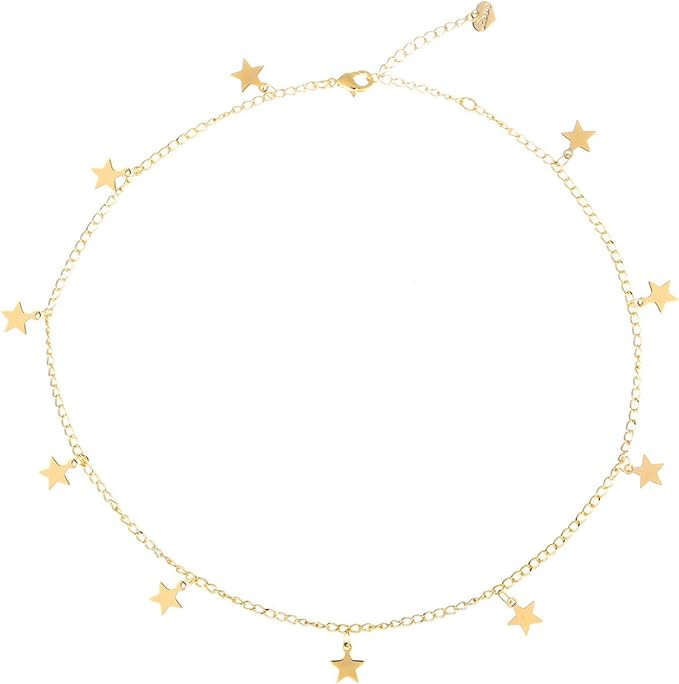 S.J JEWELRY Womens Simple Delicate Full Moon 14K Gold Plated/Rose Gold/Silver Plated Layered Pend... | Amazon (US)