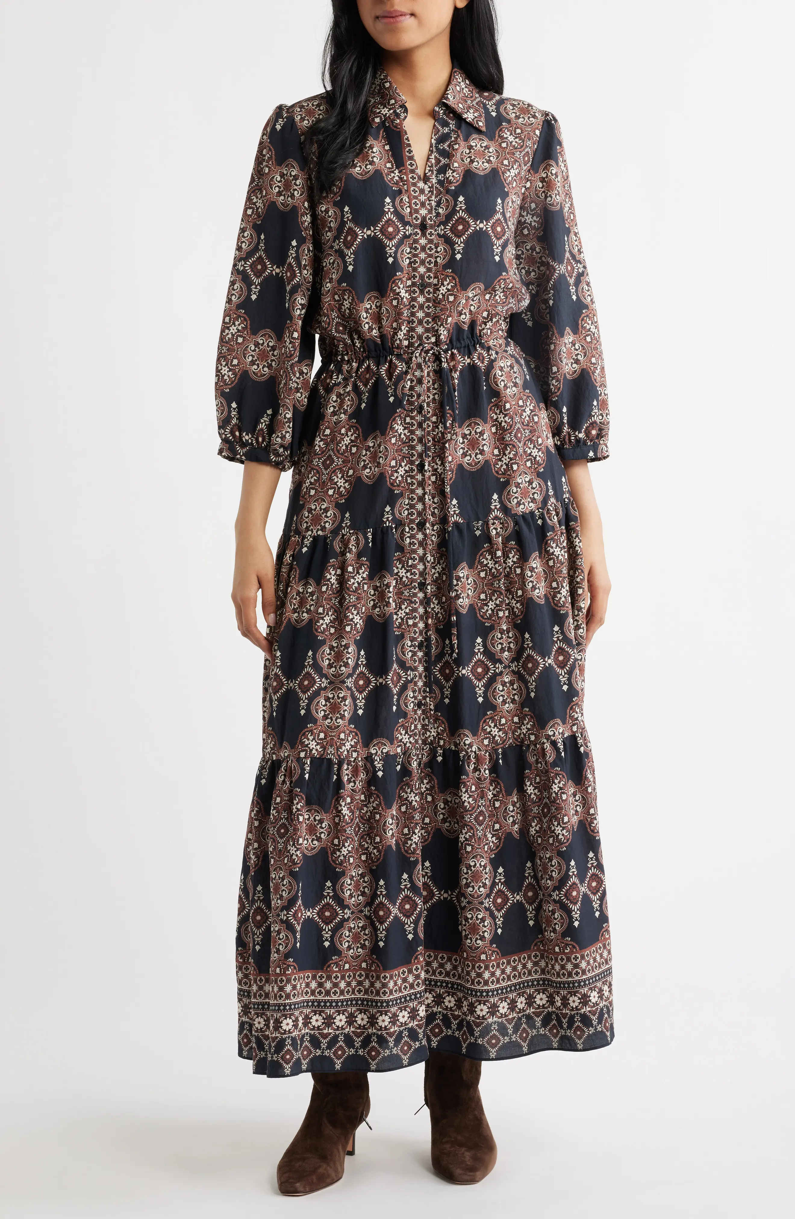 Mixed Paisley Long Sleeve Shirtdress (Women) | Nordstrom | Nordstrom