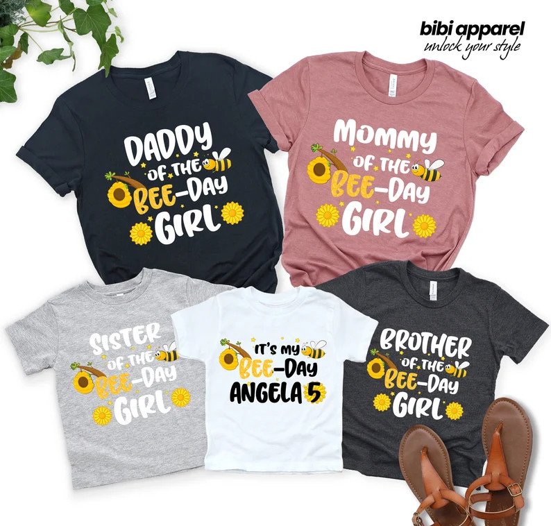 Family Matching Birthday Bee Shirt, Bee Birthday Shirt, Personalized Bee Day Shirt, Family Bee Bi... | Etsy (US)