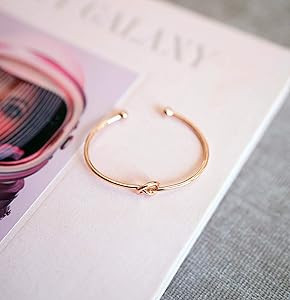 PAVOI 14K Gold Plated Forever Love Knot Infinity Bangle Bracelets for Women | Adjustable Gold Ban... | Amazon (US)