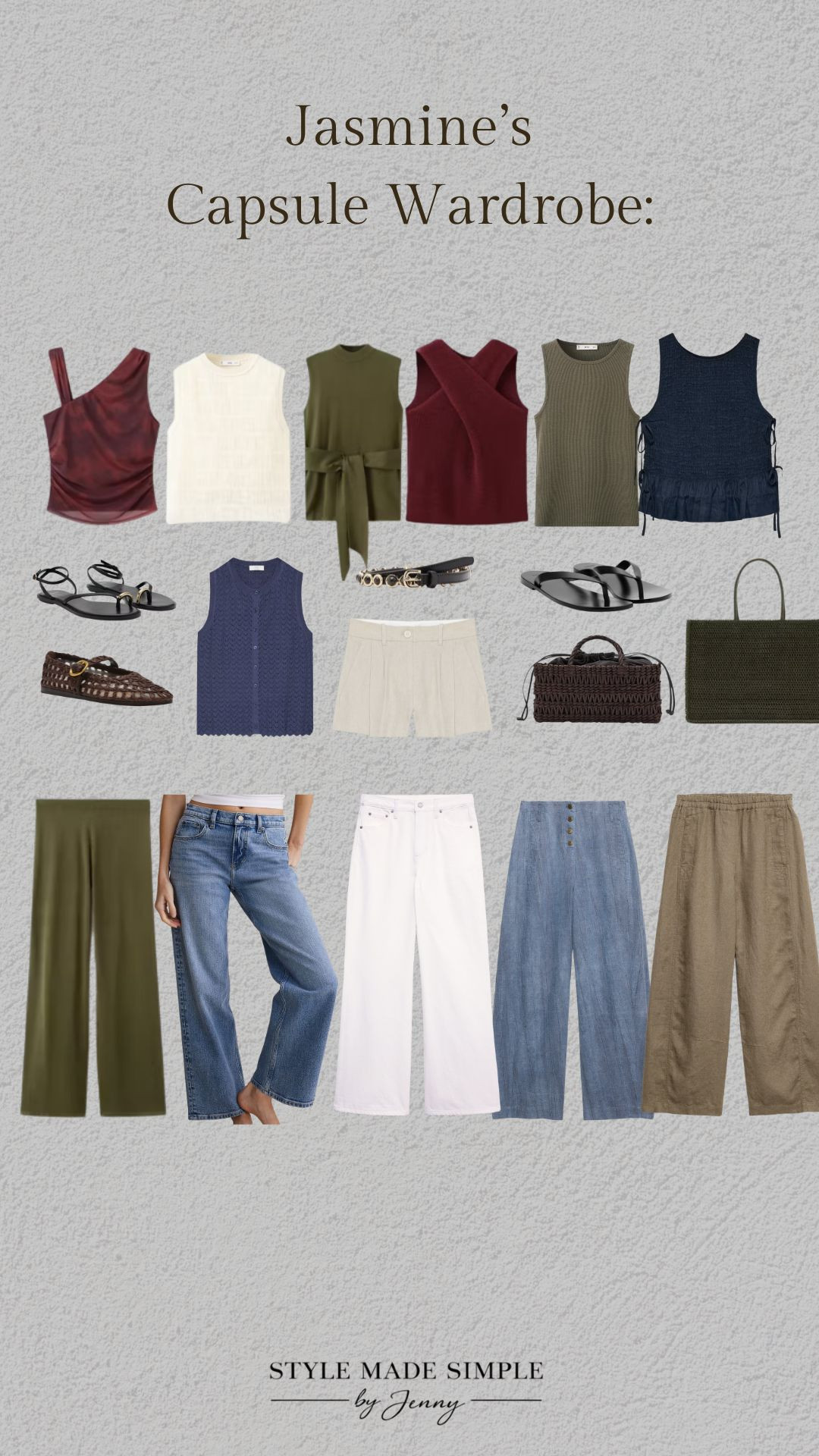 A custom capsule wardrobe for a busy mom in Monterey who wanted fewer decisions, better pieces, and a closet that feels polished without trying too hard.

This capsule is built around quality everyday staples, soft feminine details, jewel tones, texture, and easy outfit formulas for school drop-off, work-from-home days, kid activities, and casual weekends.

Timeless, grounded, approachable, and effortless — exactly how getting dressed should feel.

Book your custom capsule at:


https://stylemadesimplebyjenny.com/

custom capsule wardrobe / capsule wardrobe / mom style / busy mom outfits / work from home outfits / polished casual outfits / casual mom style / elevated everyday style / timeless wardrobe / quality basics / school drop off outfits / Monterey style / California style / feminine style / jewel tones / mom capsule wardrobe / personal stylist / wardrob 

 