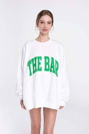 VARSITY SWEATSHIRT WHITE/GREEN | The Bar