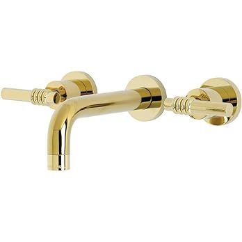 Kingston Brass KS8122ML Milano 2-Handle 8 in. Wall Mount Bathroom Faucet, Polished Brass | Amazon (US)