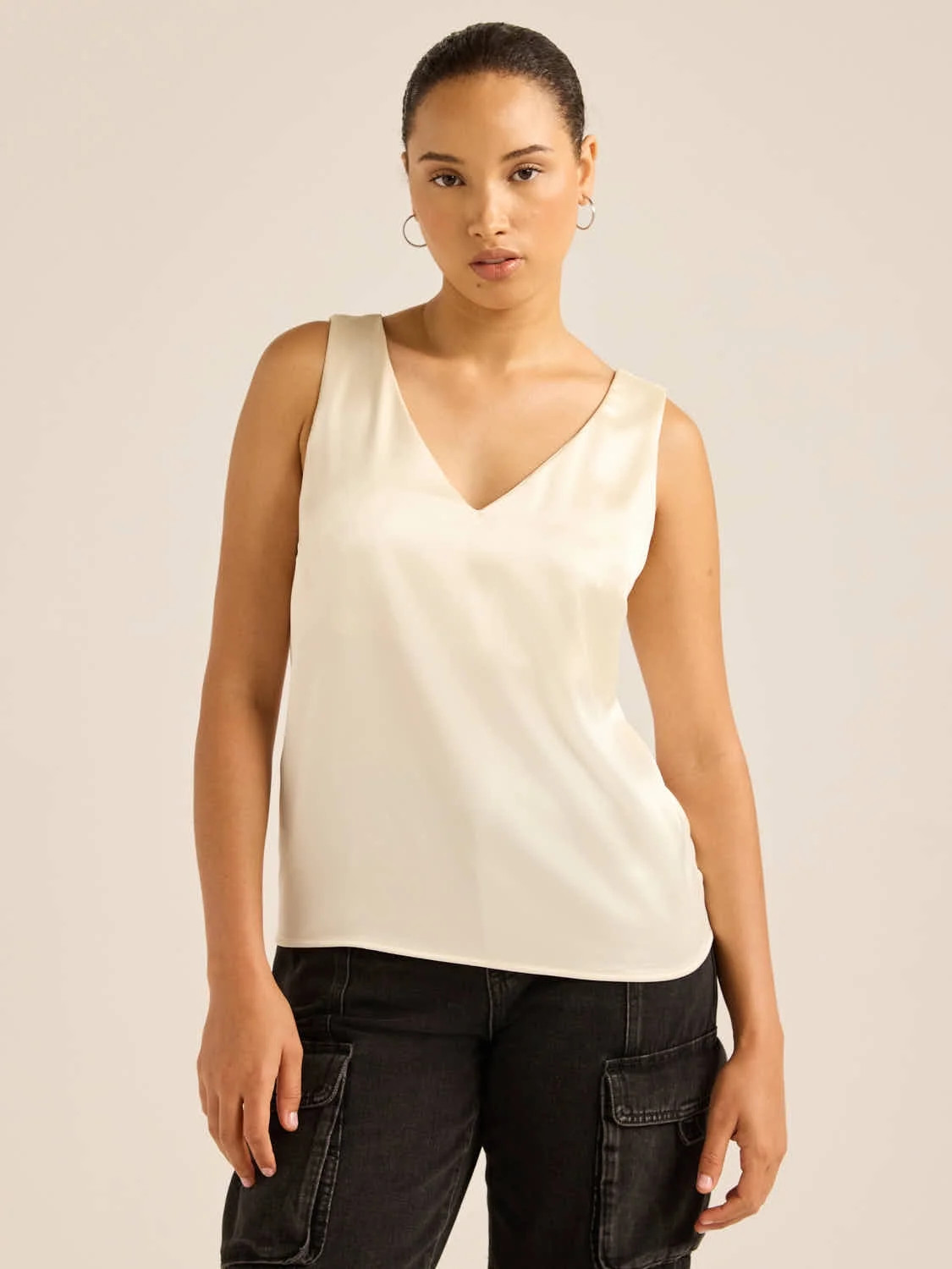 Scoop Women’s Satin Double V Neck Tank Top, Sizes XS-XXL | Walmart (US)