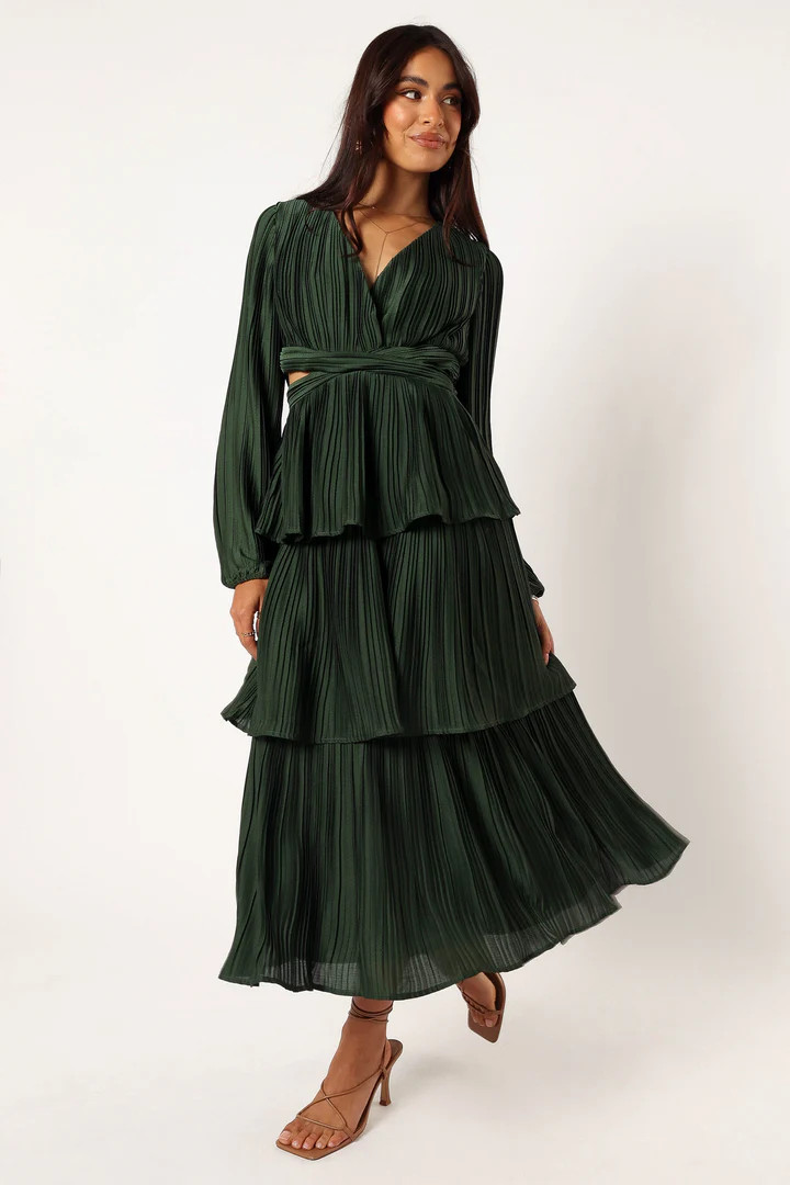 Pippa Long Sleeve Midi Dress - Emerald | Petal & Pup (US)
