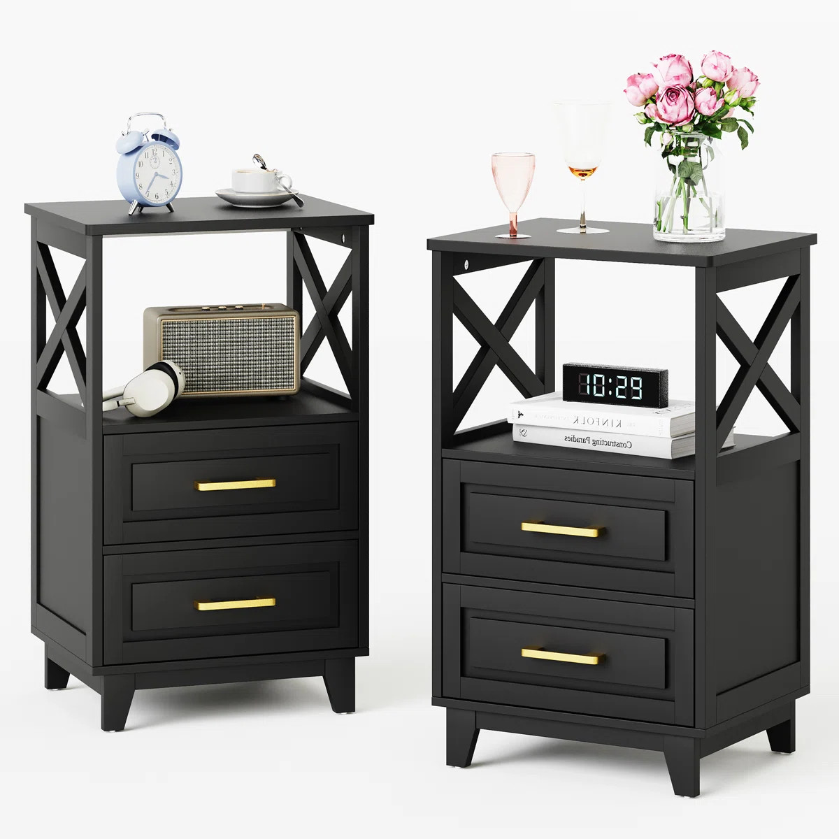 Gracie Oaks Marnae 2-Drawer Wood Nightstand & Reviews | Wayfair | Wayfair North America