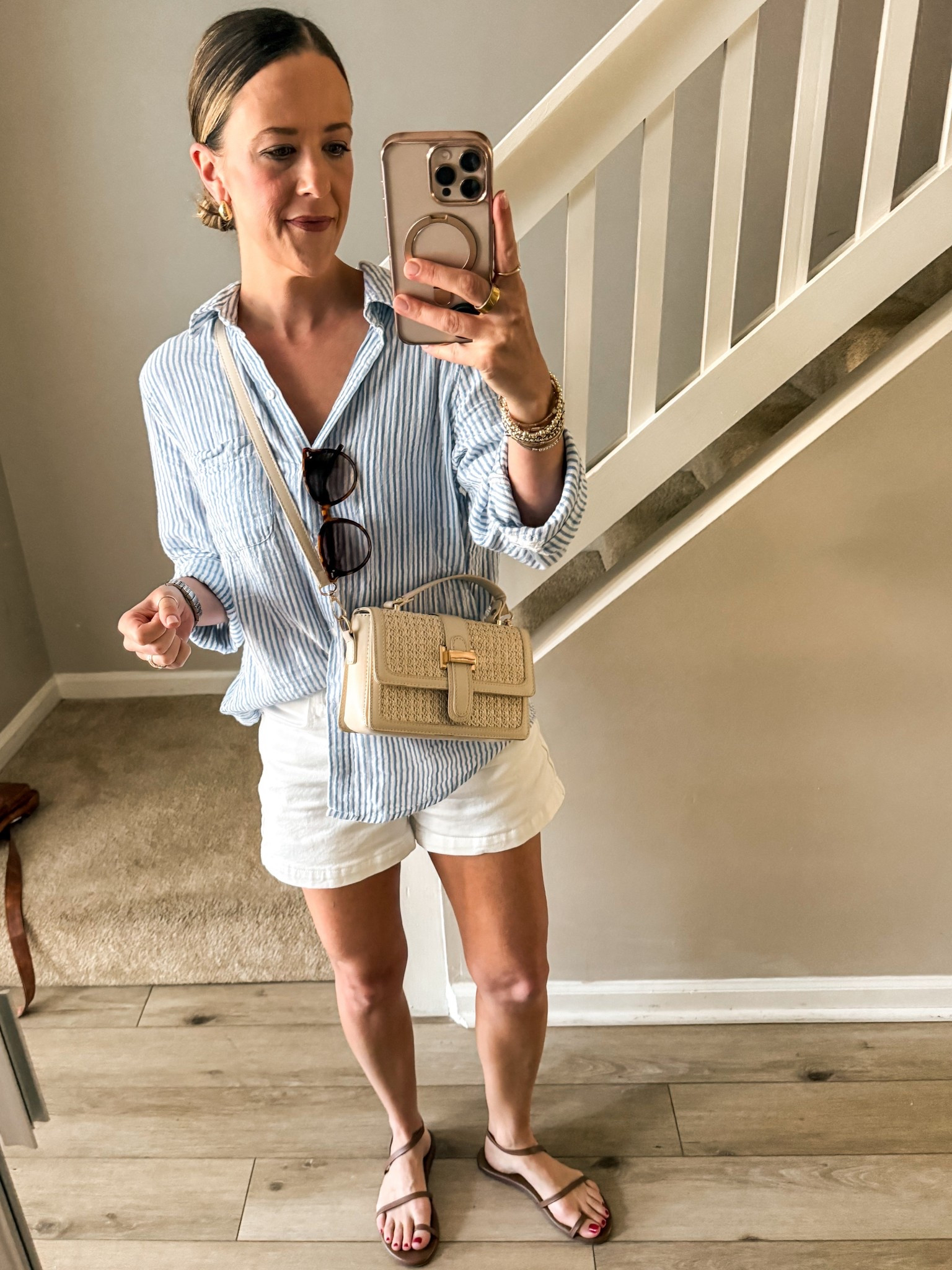 What I wore, our first night out at the beach. If you’re following along you know how much I love this stripped gauze top. (size S)

You can use code INFG-25SIMPLYCHICMAMA10  for 10% off your first order. 

I paired it with the perfect length white shorts. I’m wearing a 4. 

Preppy style, beach style, coastal style, coastal grandma, coastal granddaughter, New England style, white shortss




#LTKStyleTip #LTKFindsUnder50 #LTKTravel