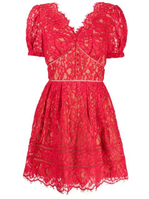 floral-embroidered mini dress | Farfetch (US)
