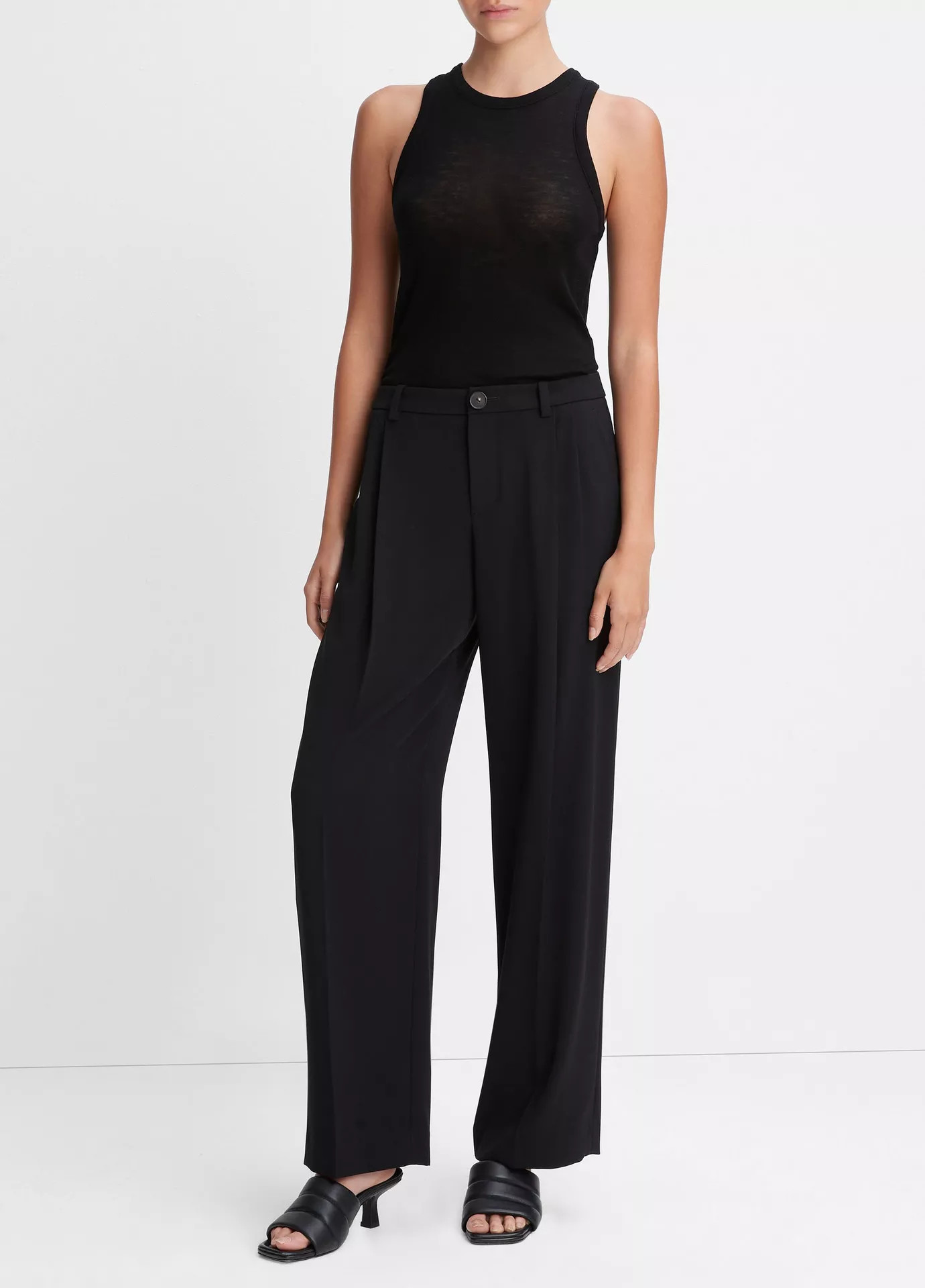 Drop-Waist Pleated Crepe Trouser | Vince LLC