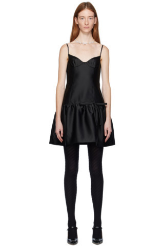 Black Peplum Midi Dress | SSENSE