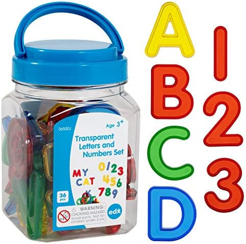 edxeducation Transparent Letters and Numbers - Mini Jar - Colorful, Plastic Letters and Numbers -... | Amazon (US)