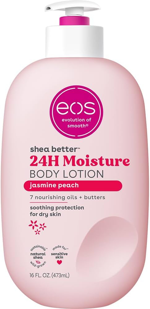 eos Shea Better Body Lotion Jasmine Peach, 24-Hour Moisture Skin Care, Lightweight & Non-Greasy, ... | Amazon (US)