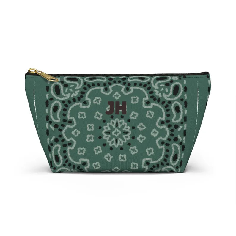 Custom Bandana Makeup Bag, Personalized Zip Pouch, Monogram Cosmetic Bag, Gift for Her, Bridesmai... | Etsy (US)