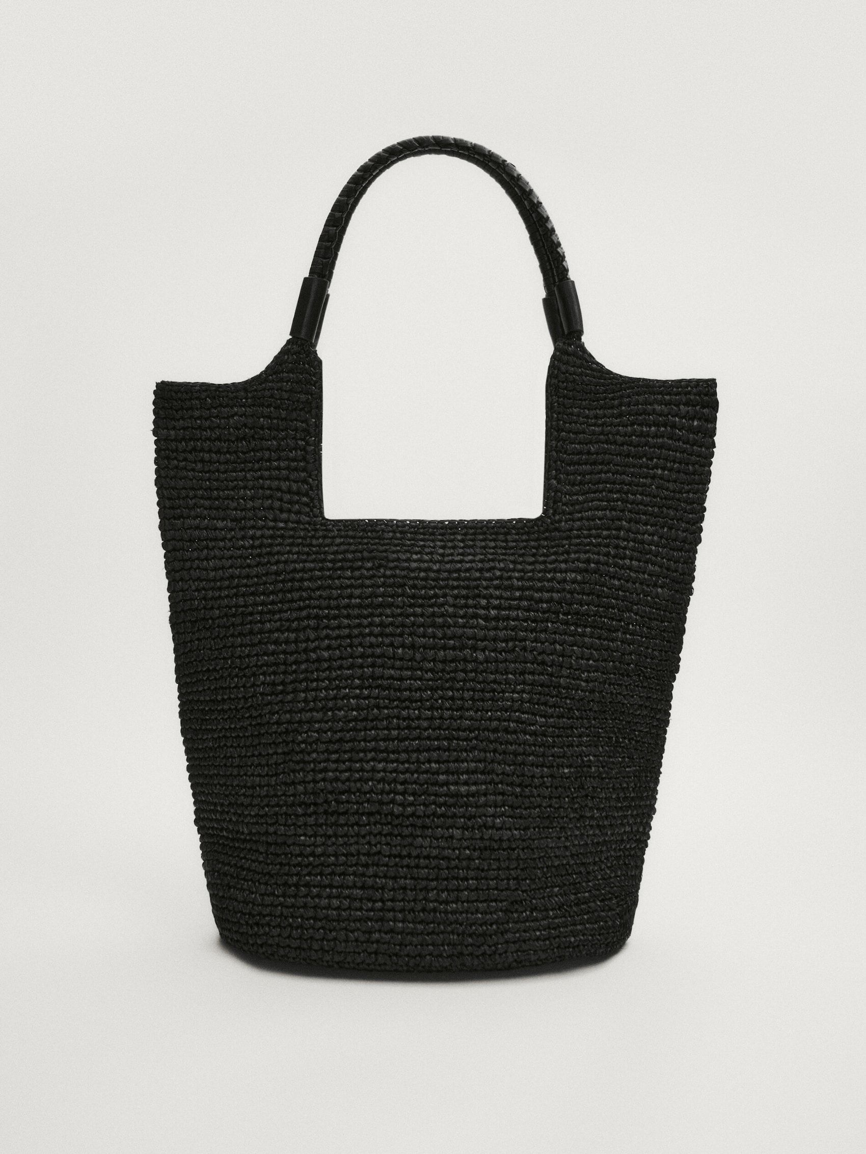 Raffia tote bag with leather strap | Massimo Dutti (US)