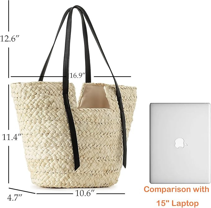 Herald Large Handmade Straw Purses for Women, Summer Beach Natural Weaving Chic Woven Tote Handba... | Amazon (US)