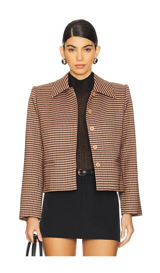 Jessamine Jacket in Camel Houndstooth | Revolve Clothing (Global)