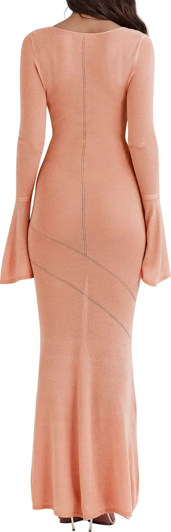HOUSE OF CB Sereia Metallic Cutout Long Sleeve Knit Maxi Dress | Nordstrom | Nordstrom