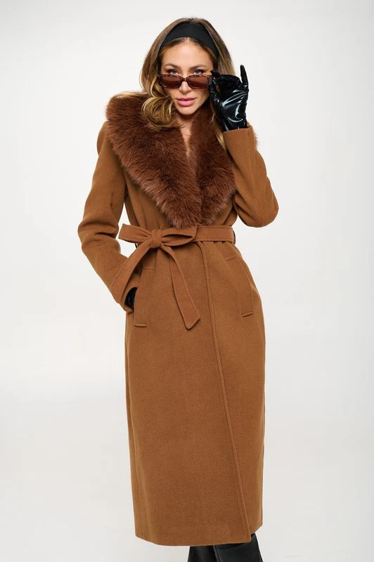 NEW!! Lexington Coat w/ Removable Fur in Espresso | Glitzy Bella
