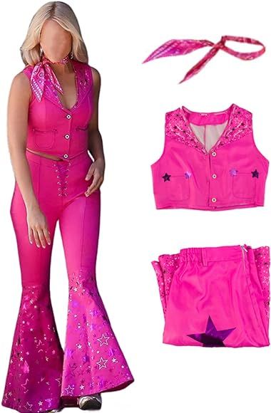 TODFIY Adult Movie Heroine Cosplay Costume Pink Flare Pant Halloween Cosplay For Women Girls with... | Amazon (US)