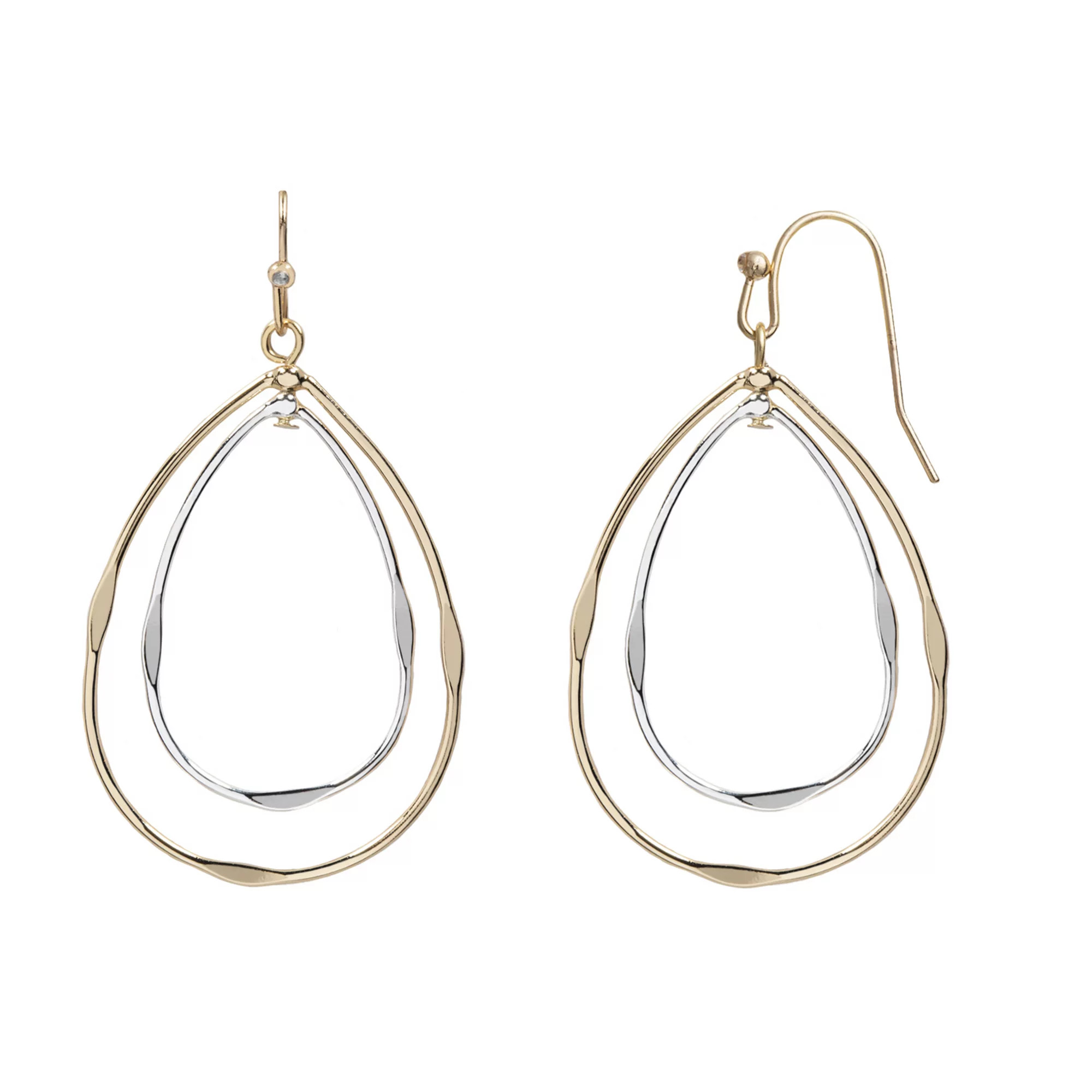 LC Lauren Conrad Two-Tone Double Teardrop Drop Earrings | Kohl's