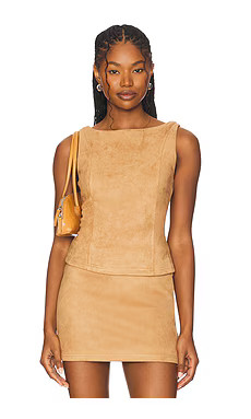 superdown Aviva Faux Suede Top en Camel from Revolve.com | Revolve Clothing (Global)