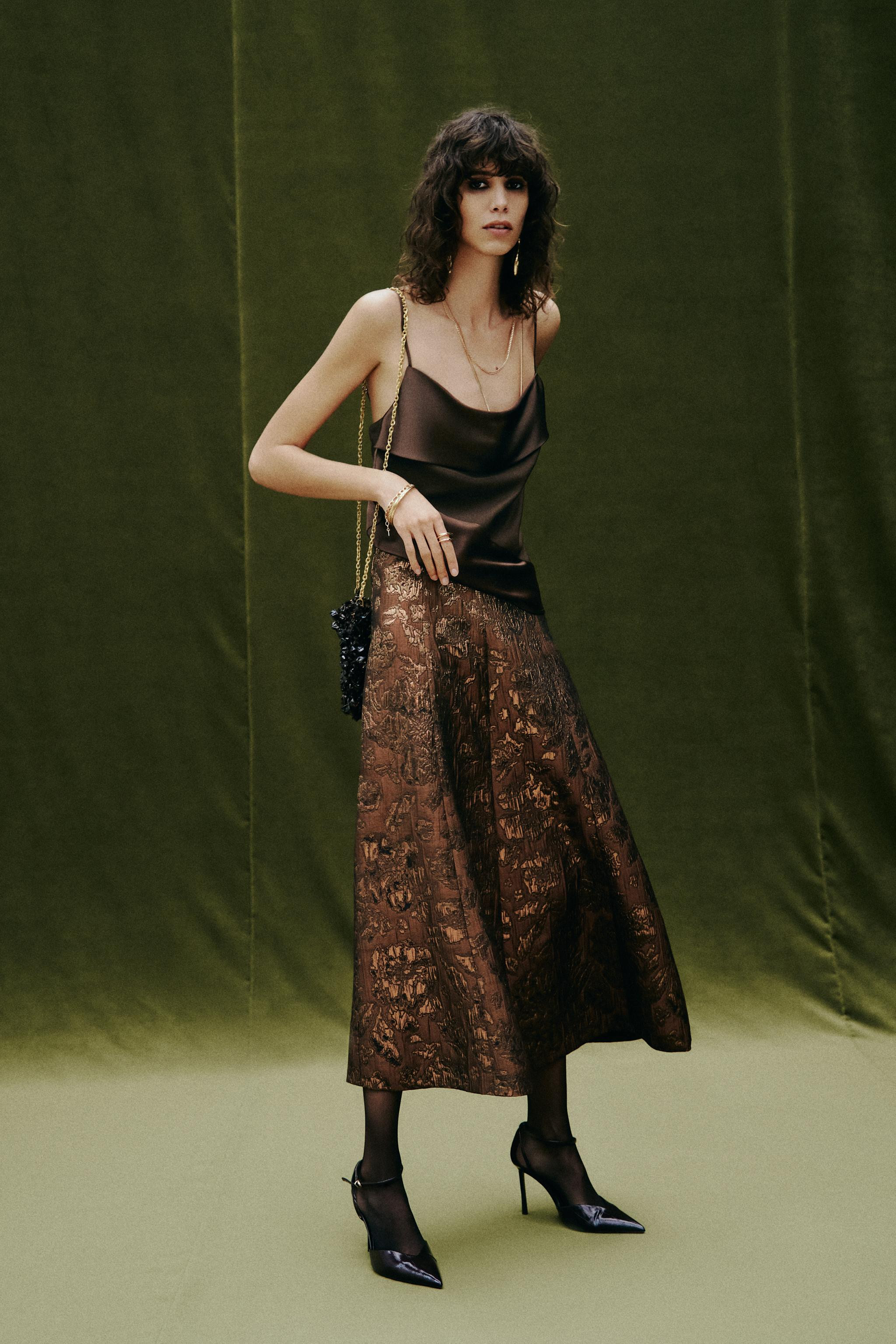 SHINY JACQUARD CAPE SKIRT | Zara US