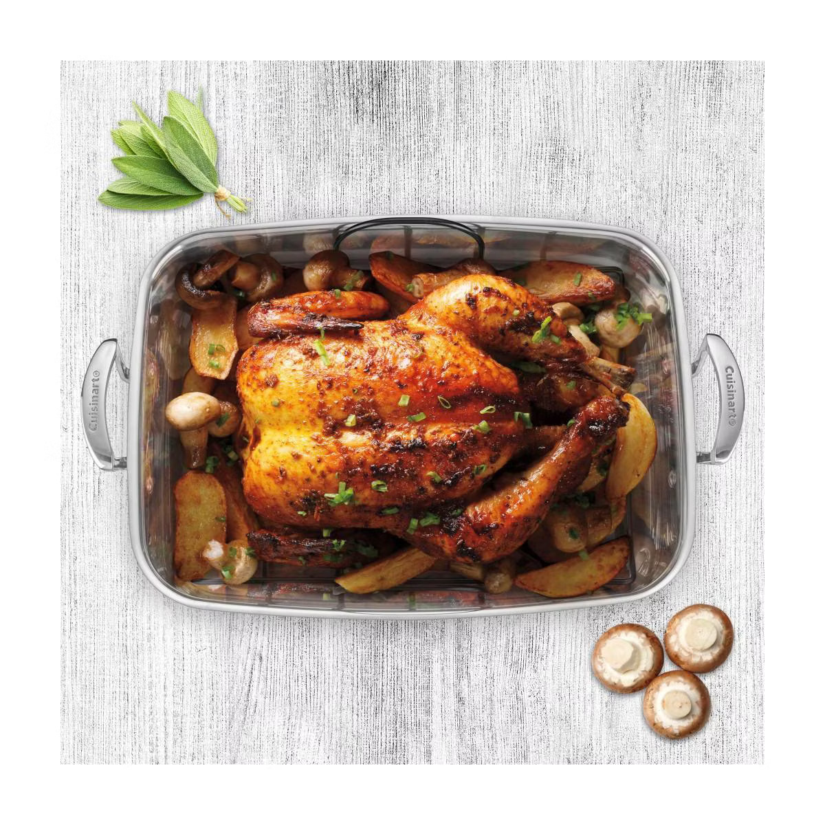 Cuisinart Classic 15" Stainless Steel Roaster with Non-Stick Rack - 83117-15NSR: Turkey Roasting ... | Target