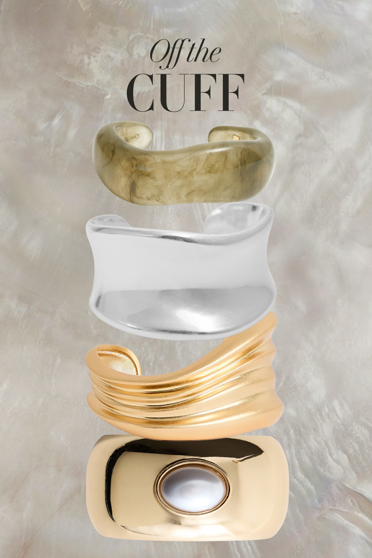 Off the cuff: silver, gold, pearl and a resin olive bangle - bracelets that make layering effortless and a little fun ✨
.
cuff bracelets | off the cuff | silver cuff | gold cuff | pearl cuff | resin cuff | statement bracelet | stacking bracelets | layered bracelets | everyday jewellery | elevated basics | jewellery edit | autumn jewellery 

#LTKuk #LTKautumn #LTKover50style