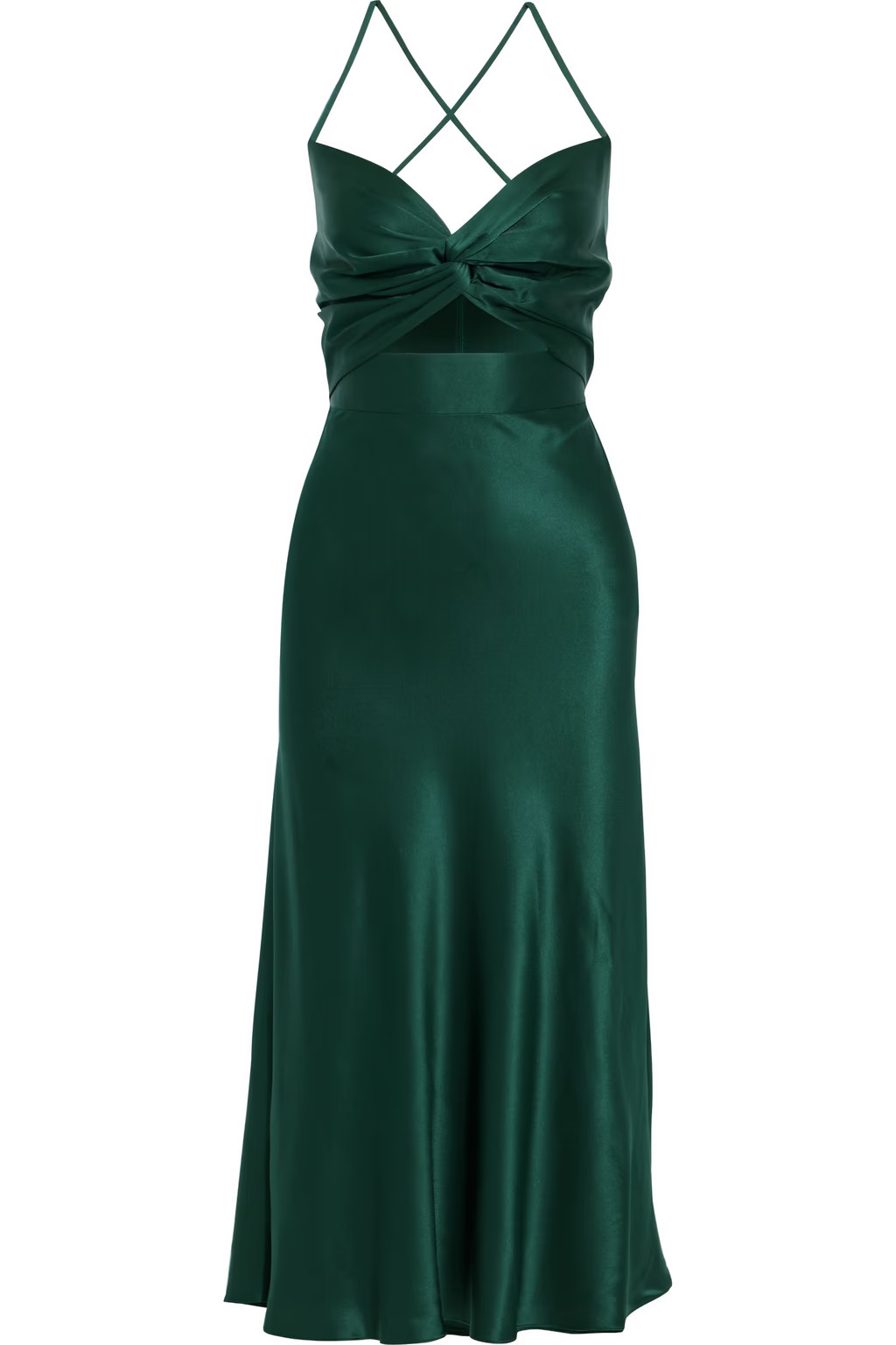 Cutout twisted silk-charmeuse midi dress | The Outnet (US and CA)