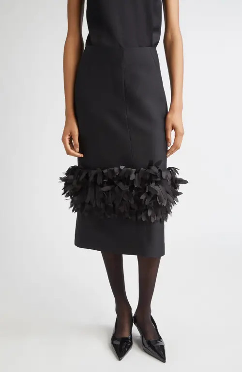TOTEME Petal Wool & Silk Midi Skirt in Black at Nordstrom, Size 2 Us | Nordstrom