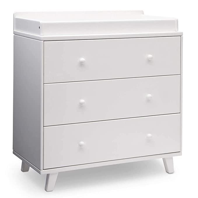 Delta Children Ava 3 Drawer Dresser with Changing Top, White | Amazon (US)