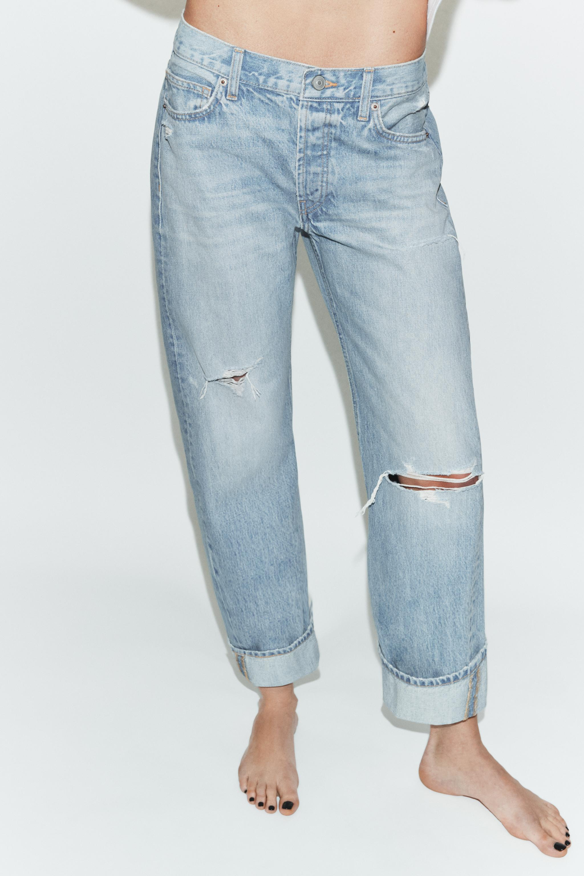 TRF MID-RISE FOLD UP STRAIGHT LEG JEANS | Zara US