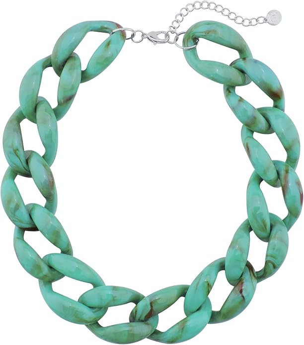 Firstmeet Chunky Acrylic Necklace Smooth Chain Link Cool Statement Choker Cuban Style Jewelry Gif... | Amazon (US)