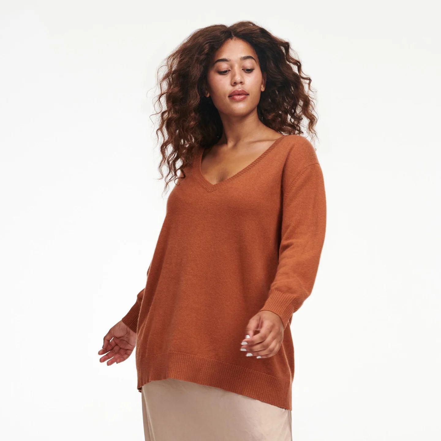 Cashmere Oversized V-Neck Sweater | NAADAM