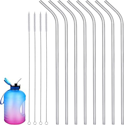 Amazon.com: 8 Pieces 14 Inch Stainless Steel Straws Long Drinking Straws for 100 oz Tumblers, Reu... | Amazon (US)