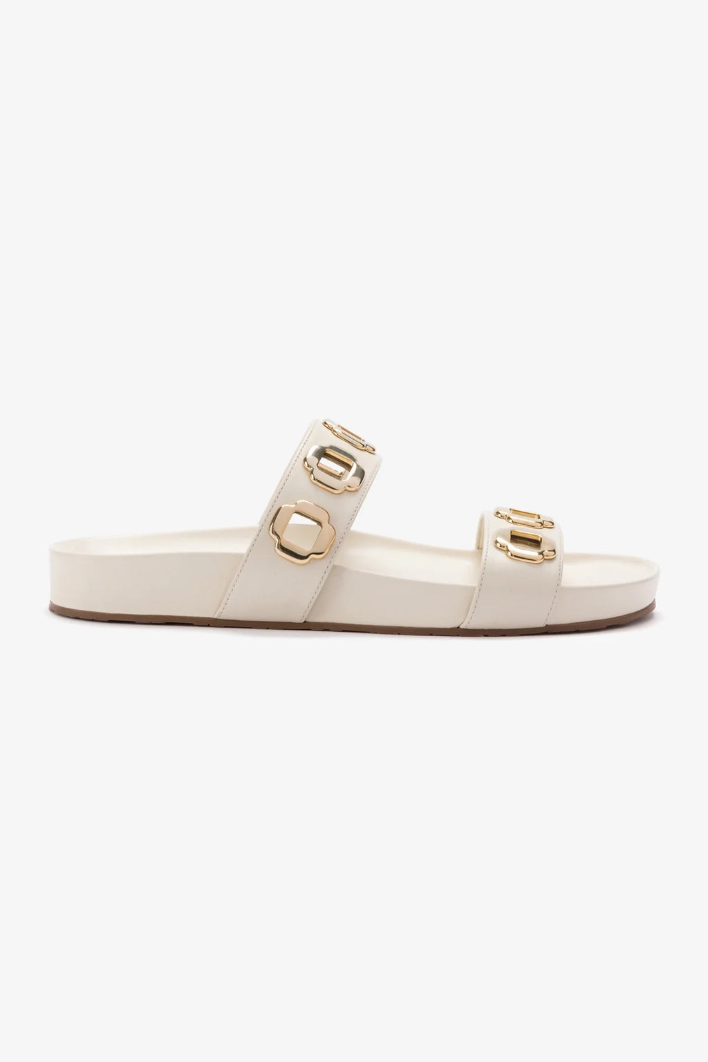 Milan Slide In Ivory Leather | Larroude