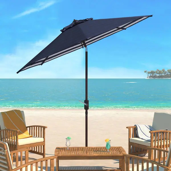 SAFAVIEH Athens Inside Out Striped 9-foot Outdoor Umbrella - Bed Bath & Beyond - 14586557 | Bed Bath & Beyond